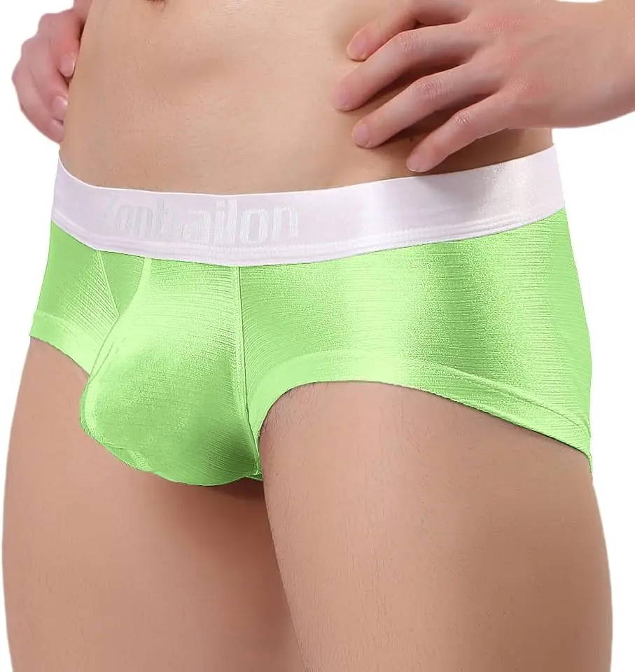 ZONBAILON Men's Sexy Underwear Bulge Pouch Ice Silk Underpants Low Rise Trunks Short Leg Boxer Briefs Pack
