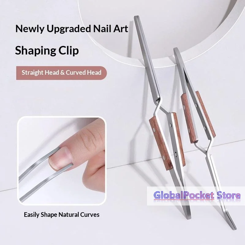 1Pcs Gel Quick Building Extension Wooden Handle Tips Clips Nail Art Manicure Tools Nail Shaping Tweezers Curve Pinching Tool