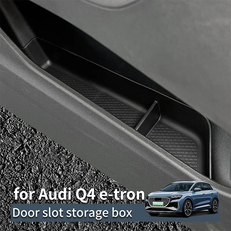 for Audi Q4 e-tron Door Side Storage Box TPE Front Rear Door Handle Organizer Tidying Car Accessories