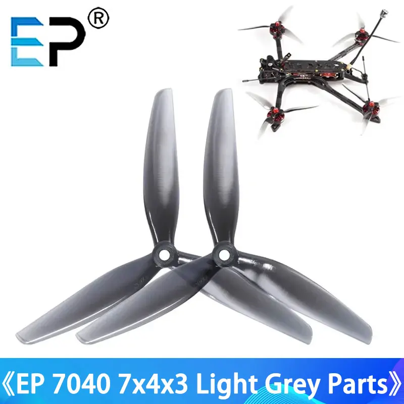 

E-Power 2Pairs 7X4X3 7040 3-Blade PC Propeller CW+CCW Resistant Light Gray RC Parts For FPV 7-Inch Remote Drone