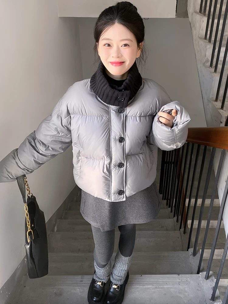 Nova moda feminina casual na moda sólida solta simples básico versátil acolchoado casacos femininos parkas roupas c182