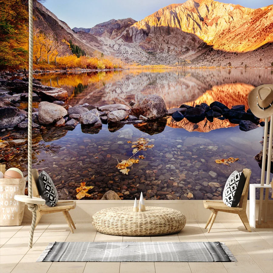

9+ Waterproof Nature Rocky Convict Lake by Mountain Home Decor, Peel n Stick Optional,Wallpaper for Living Room Renovation Mural