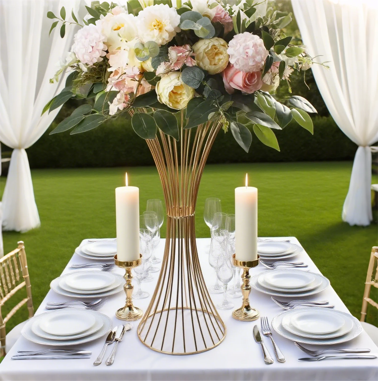 

Набор золотых металлических подставок для цветов — свадебный центральный элемент, 60/80 см, 5 шт., элегантная ваза для мероприятий и вечеринок