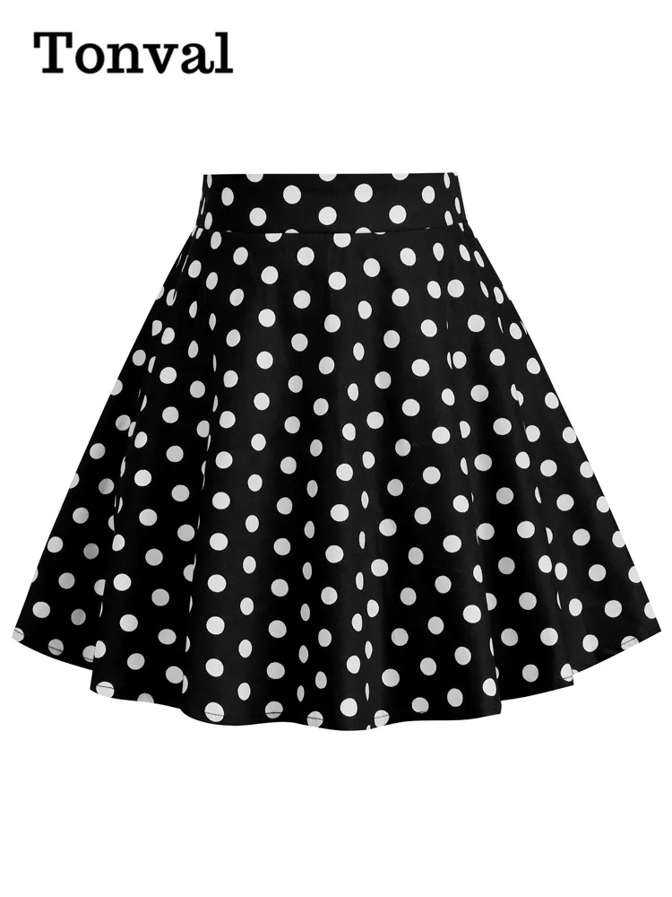 Tonval Baby Girl Polka Dot Print Vintage Skirt for Kids 50s Rockabilly Pinup Elastic Waist A-Line Skirts Children's Clothing