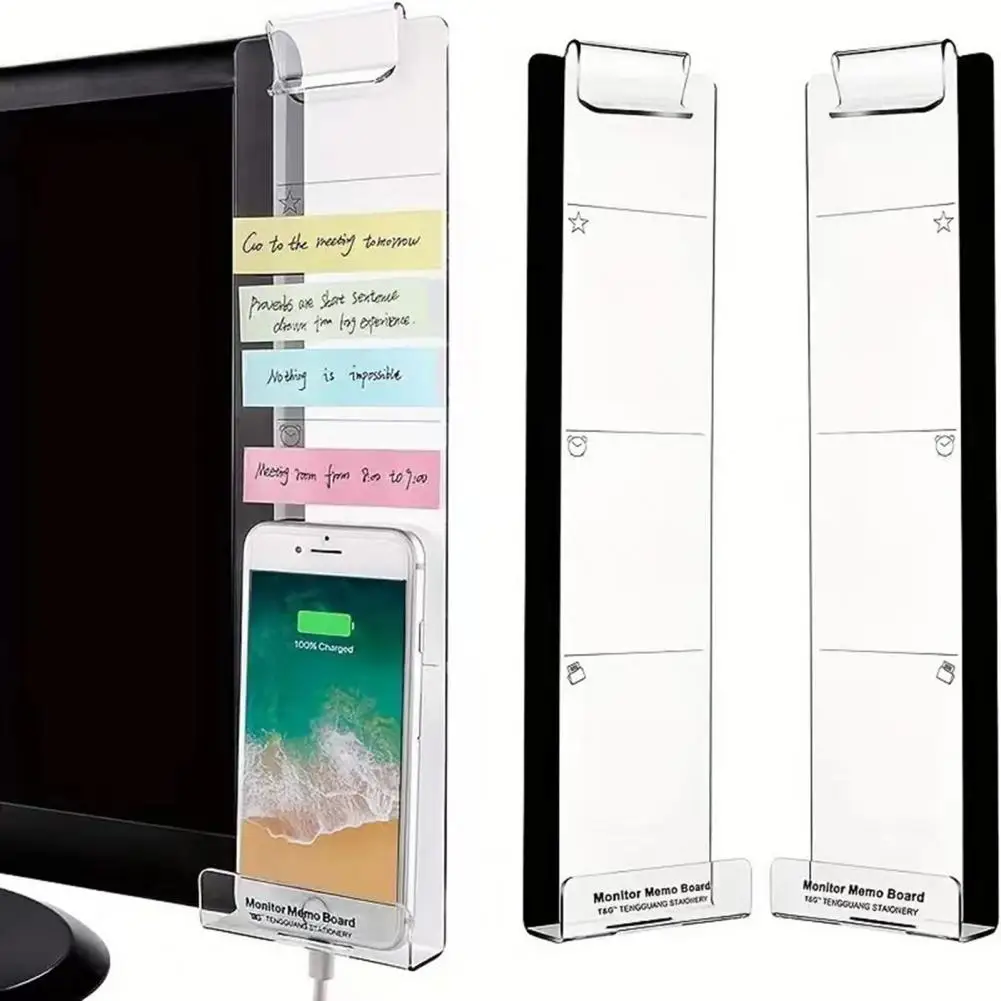 Monitor Notitiehouder Monitor Whiteboard Magnetische Monitor Memo Whiteboard Met Zelfklevende Metalen Strips 2 Pack Bureau Voor Computer