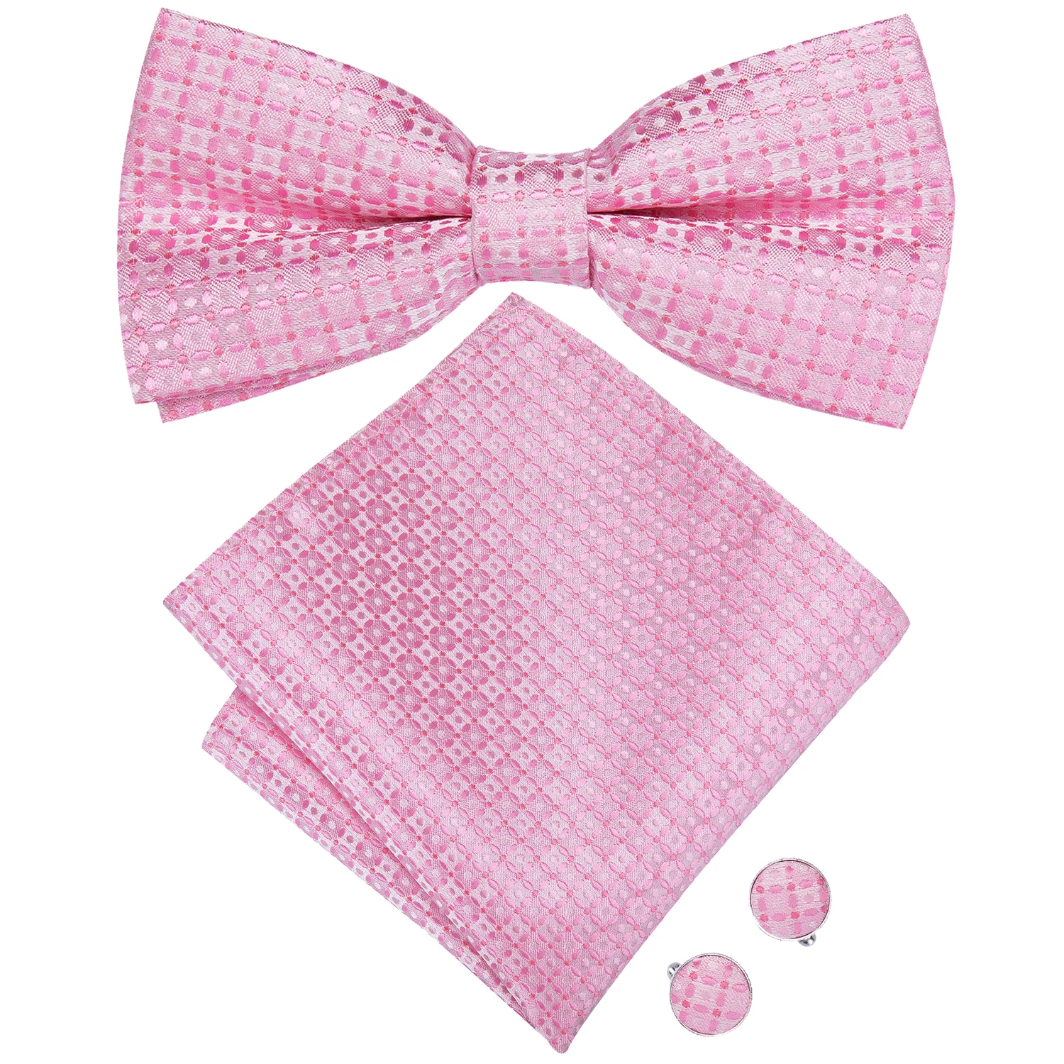 Hi-Stropdas Elegant Heren Vlinderstrik Zak Vierkante Manchetknopen Set Voorgebonden Zijden Vlinderknoop Bowtie Voor Mannen Bruiloft Zakenfeest Cadeau