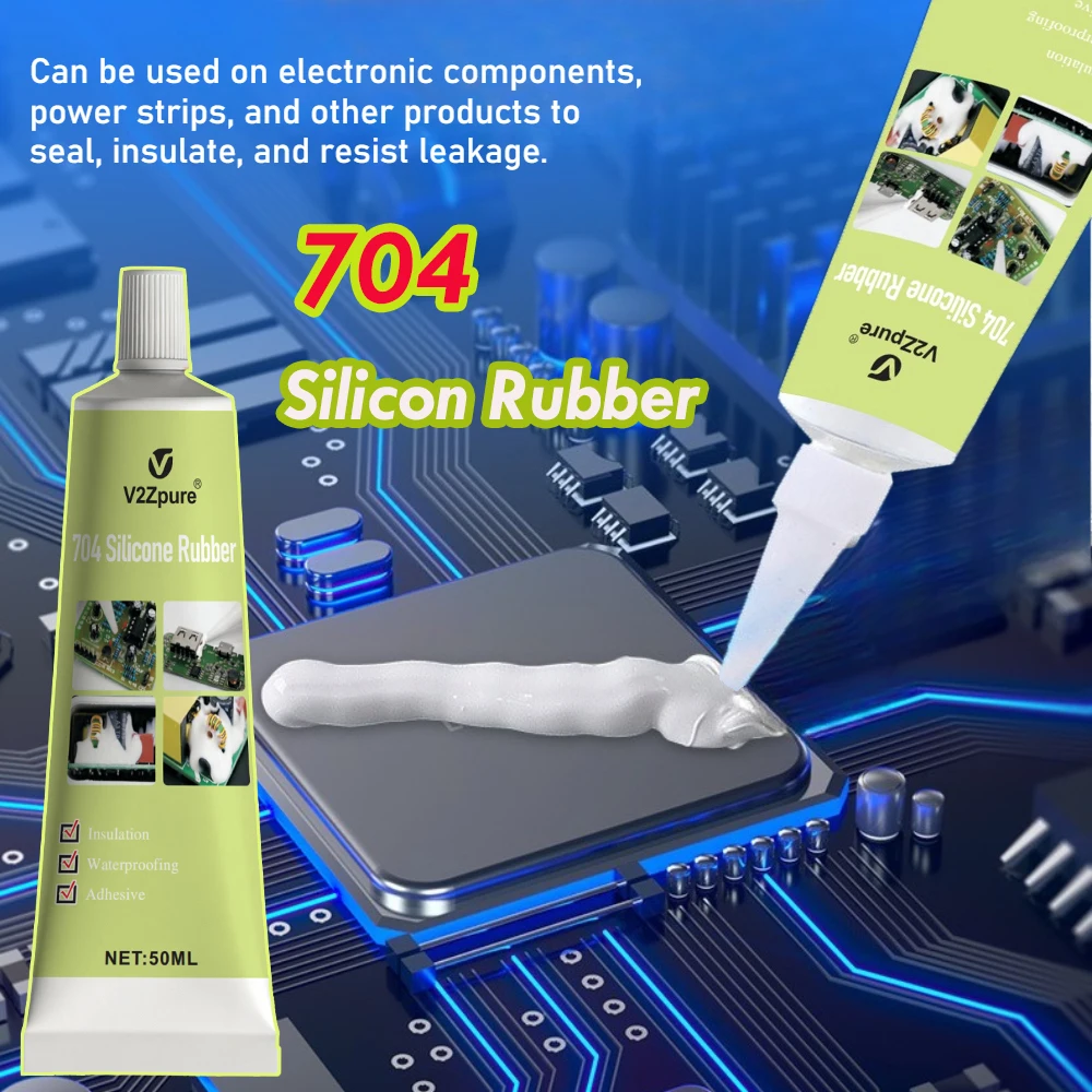 Scellant électronique en caoutchouc de silicone blanc 704, résistant aux hautes températures, imperméable, isolant, colle de remplissage pour circuits imprimés