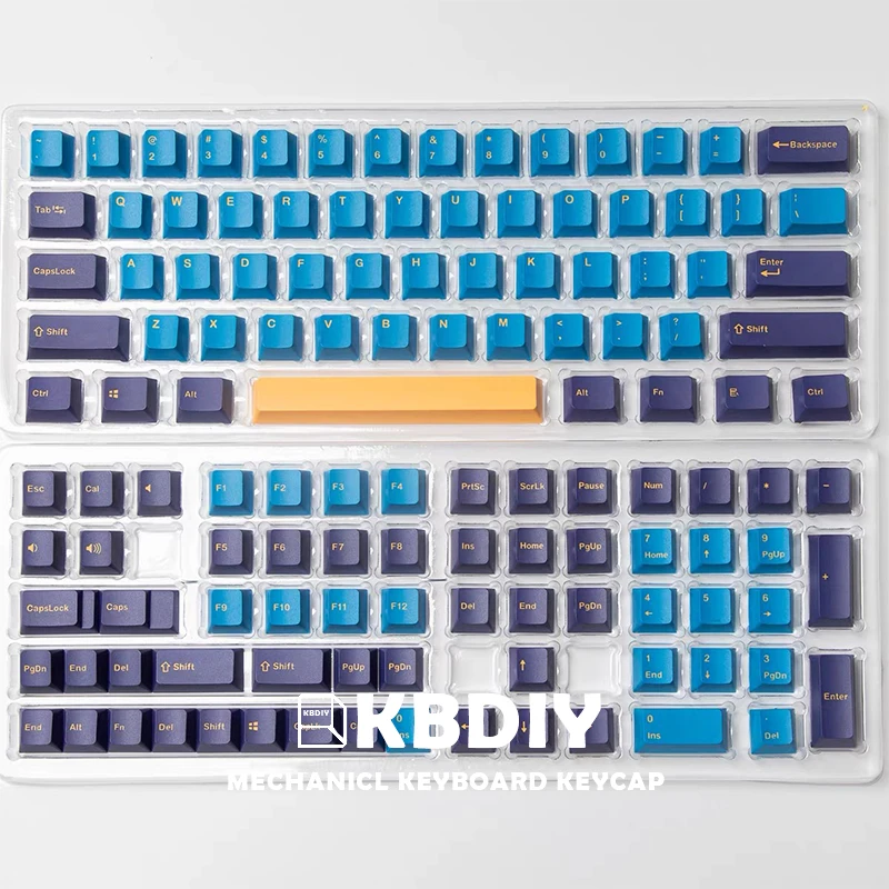 KBDiy-Capuchons de touches PBT double injection, 127 prédire, profil OEM, bleu, personnalisé, pour clavier de jeu mécanique, Nautilus 61 gk61