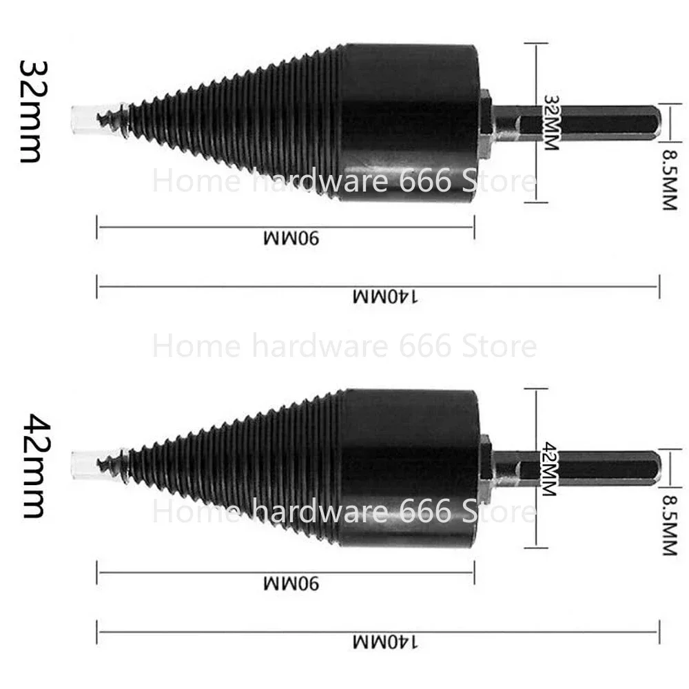 32mm/42mm Wood Splitter Drill Bit High Carbon Steel Round/Hex/Triangle Shank Wood Split Cone Drill Bit Electric Drill Tools