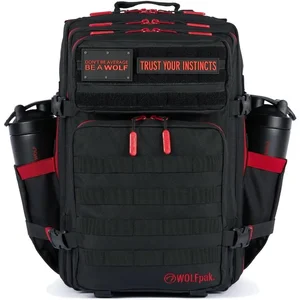 WOLFpak 45L Athletic Gym Backpack - Durable 1000D Waterproof Oxford Material with MOLLE Webbing Laptop Pocket and Dual Cup Hold