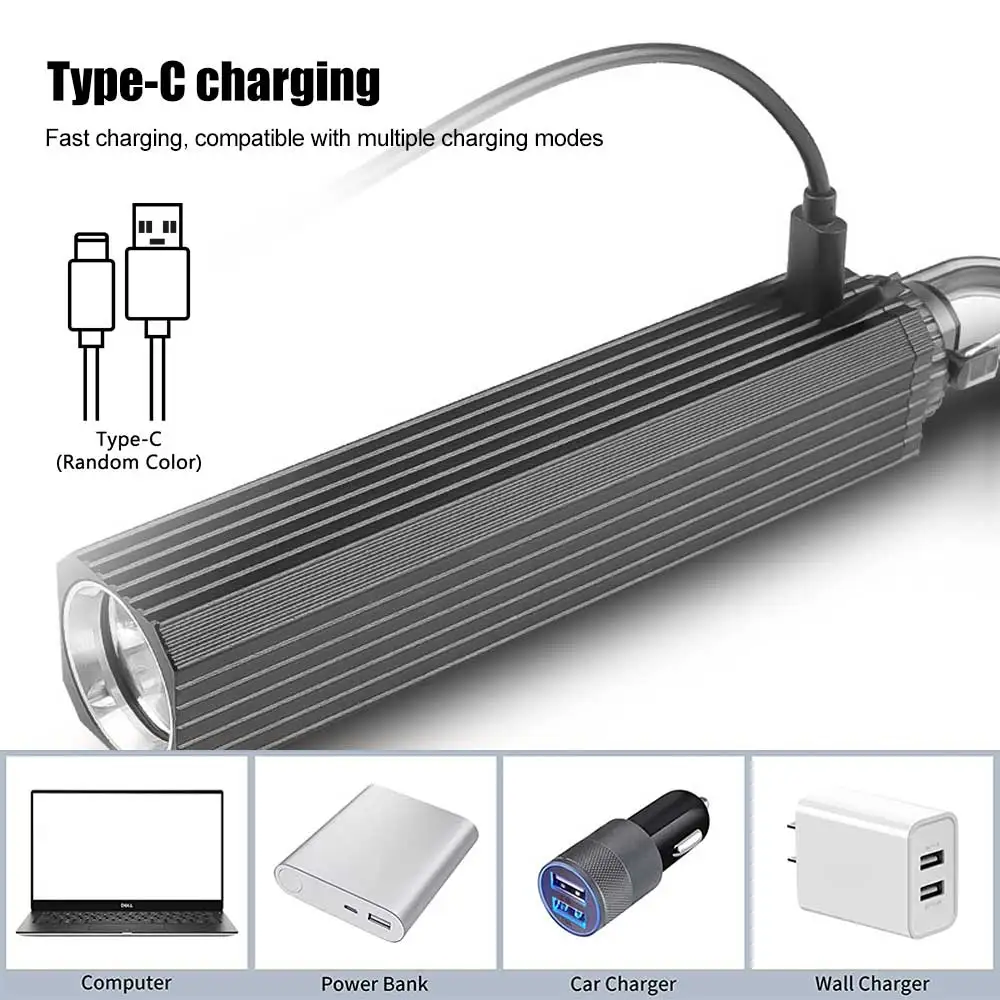 30W LED white laser flashlight 1200LM long beam digital power display with magnet hook IPX4 multi-function led Type-c flashlight