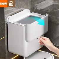 Xiaomi Youpin Suction Cup Trash Can No Drill Wall Mounted With Lid Space Saving Plastic For Bathroom Kitchen Office Waste Bin