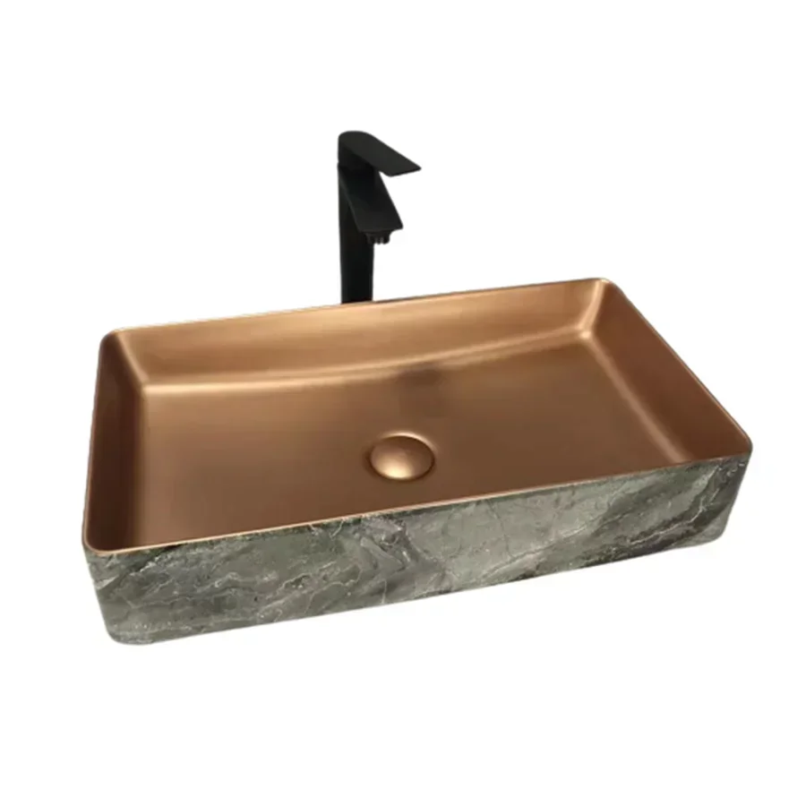 Bathroom Vanity Counter Top Art Sink Basin Clear Glass Popular Rectangle Blue Luxury Sale Style Modern Painted Mount Color Hand