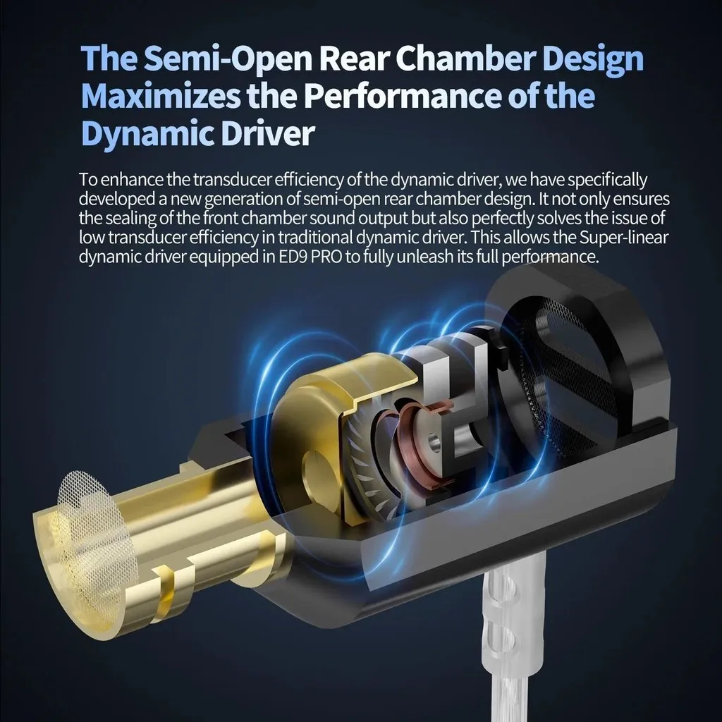 KZ ED9 Pro หูฟังอินเอียร์ ED9PRO, หูฟังเสียงเบสคนขับไดรเวอร์ไดนามิกหูฟังเพลงโลหะสังกะสี HiFi