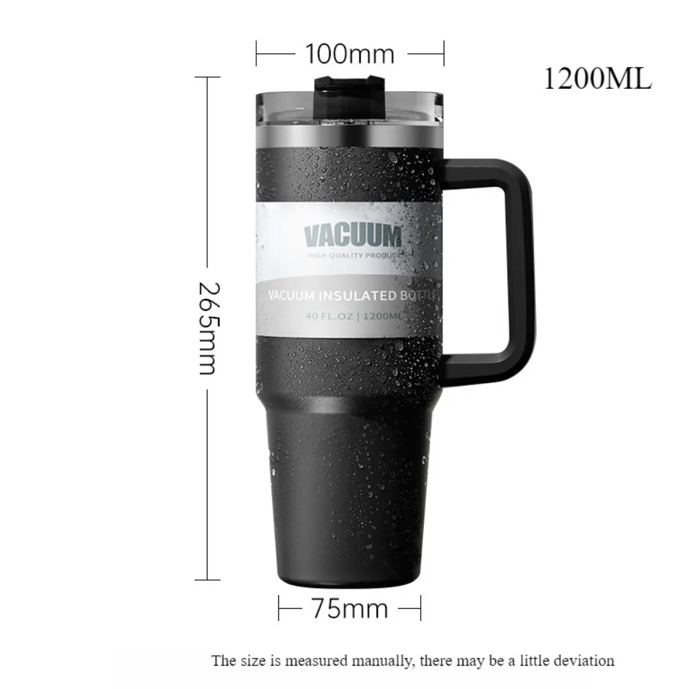 40OzGlassMug met handvat geïsoleerde roestvrijstalen reismok ijskoffiemok BPA-vrij deksel en rietje Houd drankjes koud voor langer
