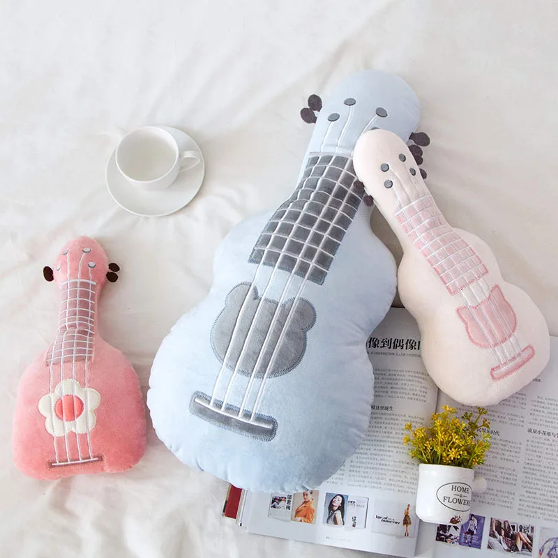 Almohada de guitarra de peluche para niños, instrumento musical de juguete, ukelele, regalo de cumpleaños