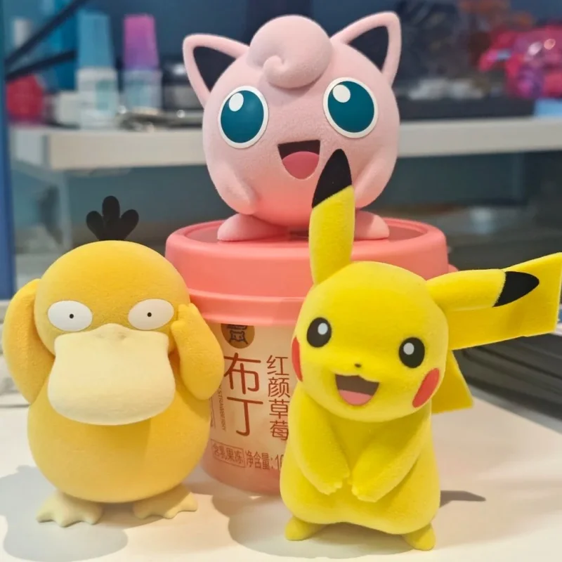 

Genuine Funism Pokemon Flocking Series Anime Figures Pawmi Psyduck Jigglypuff Desktop Ornaments Very Good Hand Feel Toys Gift