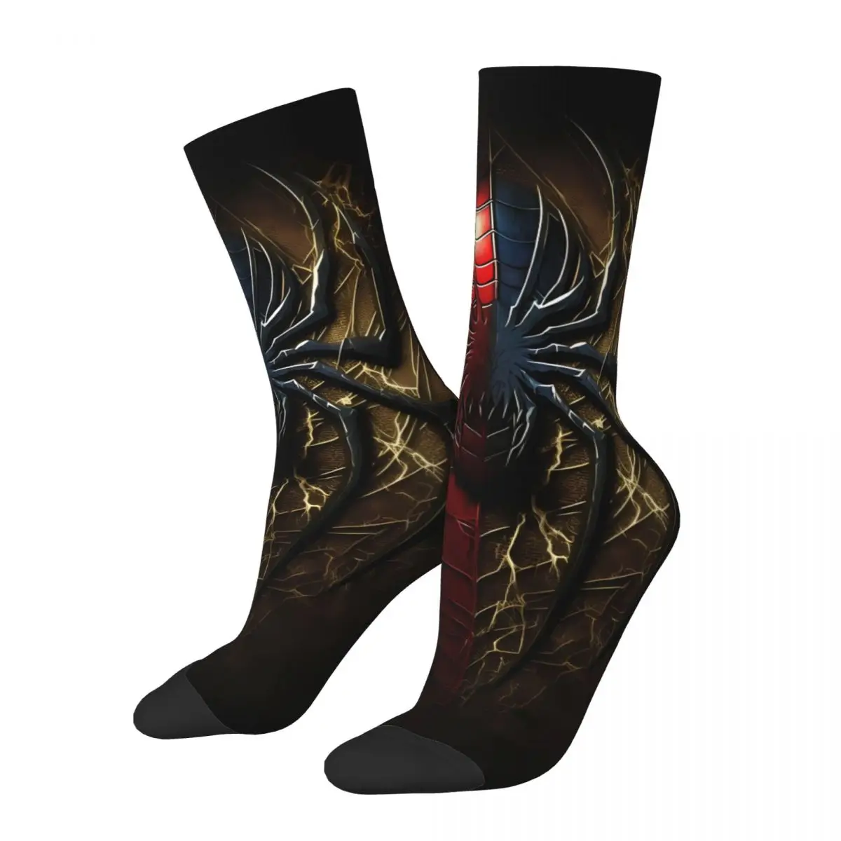 Metallic Feeling Spider Socks Male Mens Women Spring Stockings Printed