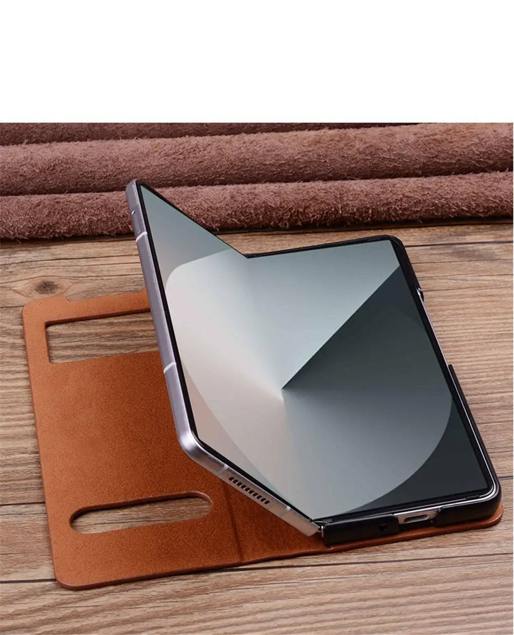 Luxury Natural Cowhide Leather Crocodile Case for Samsung Galaxy Z Fold6 Window View Cover