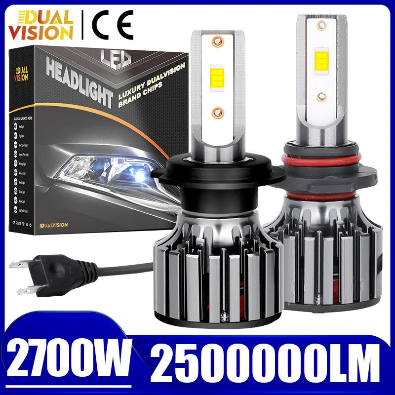 

2700W 2500000LM H7 H4 H1 H8 H9 H11 LED Light 9012 HIR2 Car Headlight Bulbs 6000K White 5570 Chips Fog Auto Lamp 12V Turbo Lights