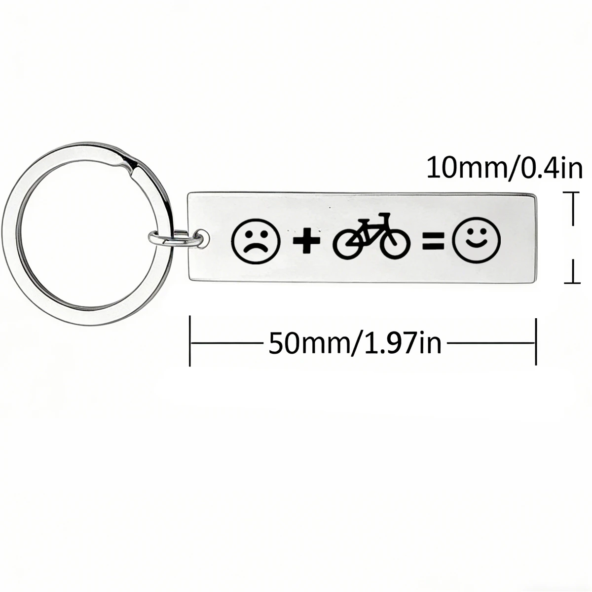 1Pc Stainless Steel Biker Keychain Funny Sad Face Plus Bicycle Equals Happy Face Keyring For Bike Rider Cycling Lover Gift