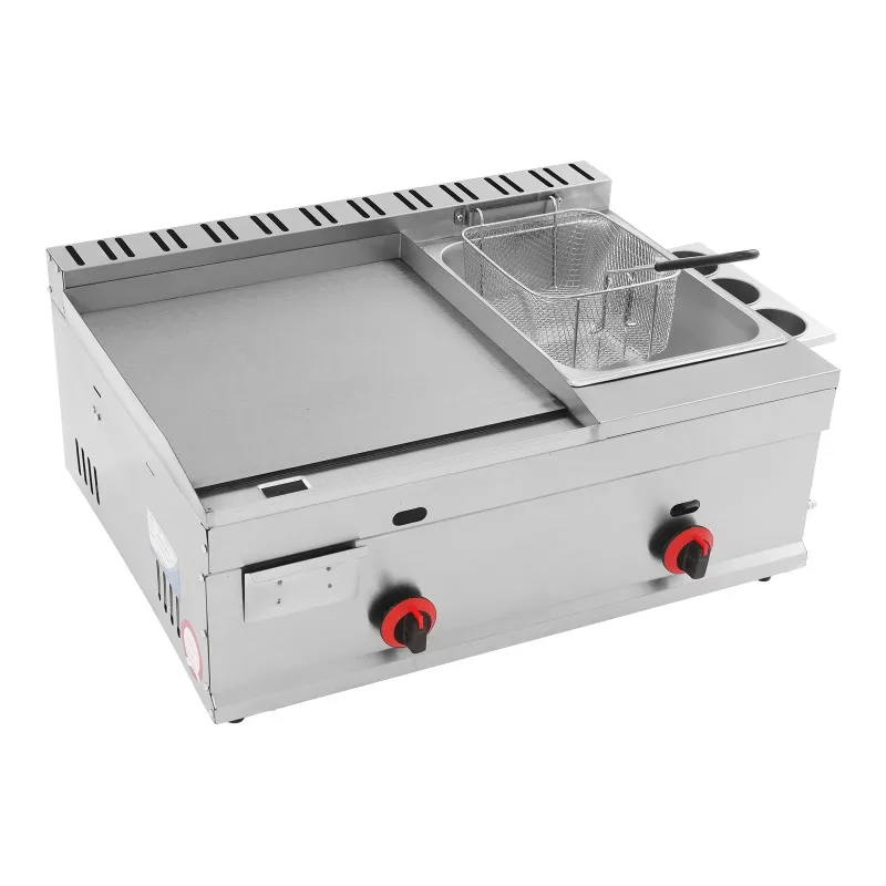 Gas Deep Fryer 1.59 Gal Oil Pan H-Shaped Furnace Head Grill Stainless Steel Deep-Frying Machine for Canteen Restaurant