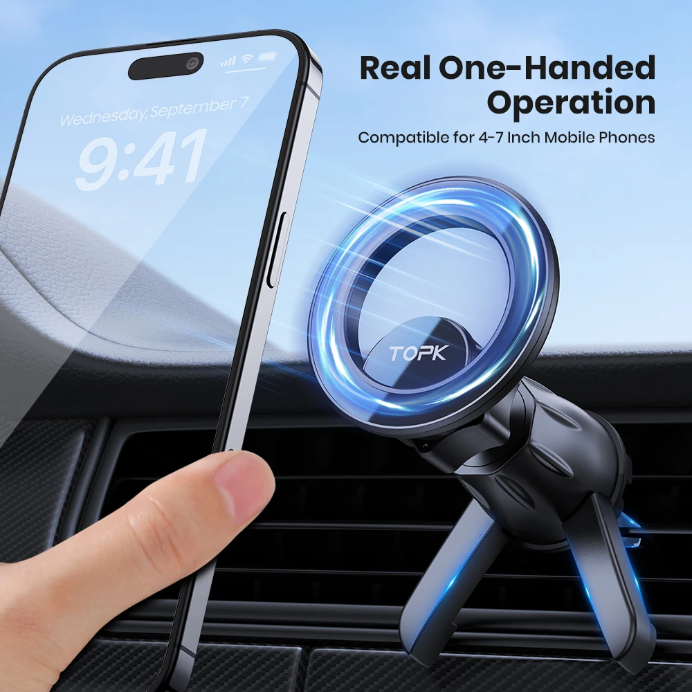 TOPK Magnets Magnetische Autohalterung für das Armaturenbrett, Lüftungsschlitz, 360° drehbar, für iPhone 15, 14, 13, Mag-Safe – Detail 29