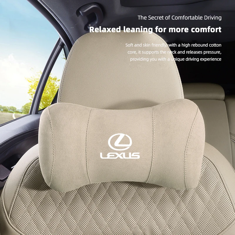 Car Suede Headrest Memory Cotton Neck Pillow For Lexus RX330 IS250 Ct200h ES300h RX350 IS300h NX300h RX400h UX Auto Accessories