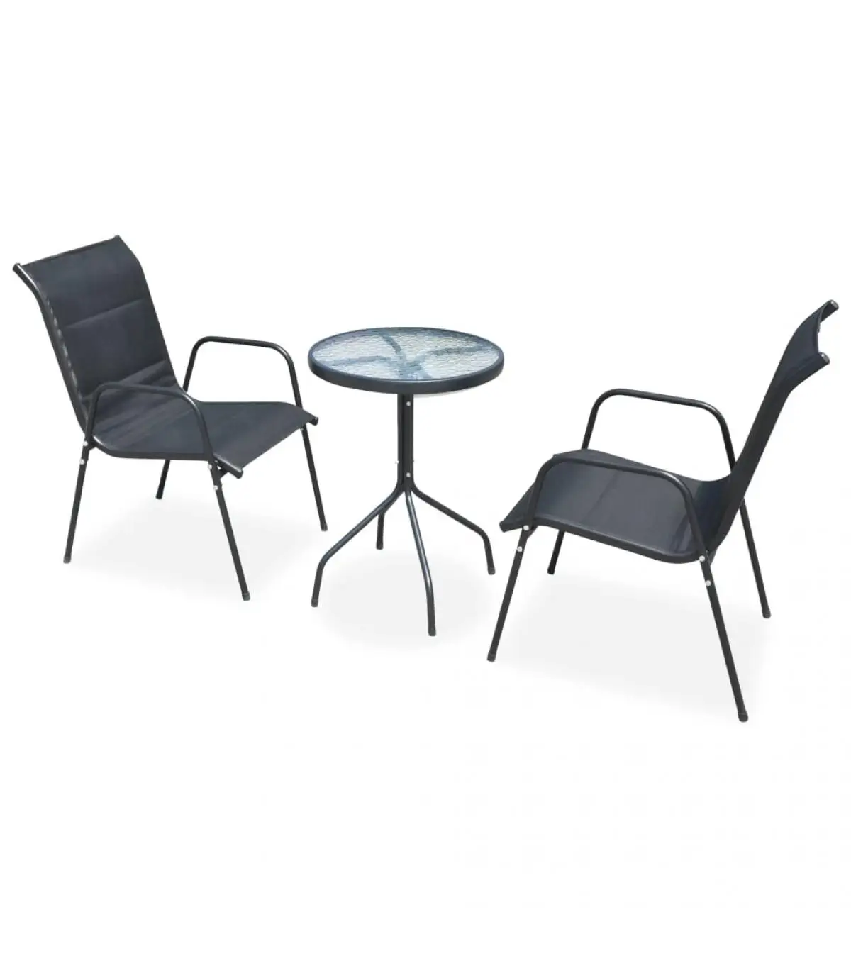 Garden Bistro garden table and chairs sets 3 pieces black steel