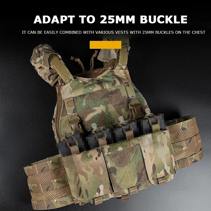 Hunting Quadruple Magazine Pouches 5.56mm Tactical Vest Front Chest Rig Flap Attach Panel for M4 M14 M16 AR Magazines view 5