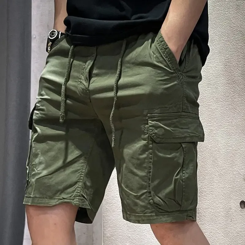 Bermuda da uomo pantaloni corti da combattimento escursionismo pantaloncini Cargo da uomo con cerniera Draw String cotone estivo grande e alto Jorts