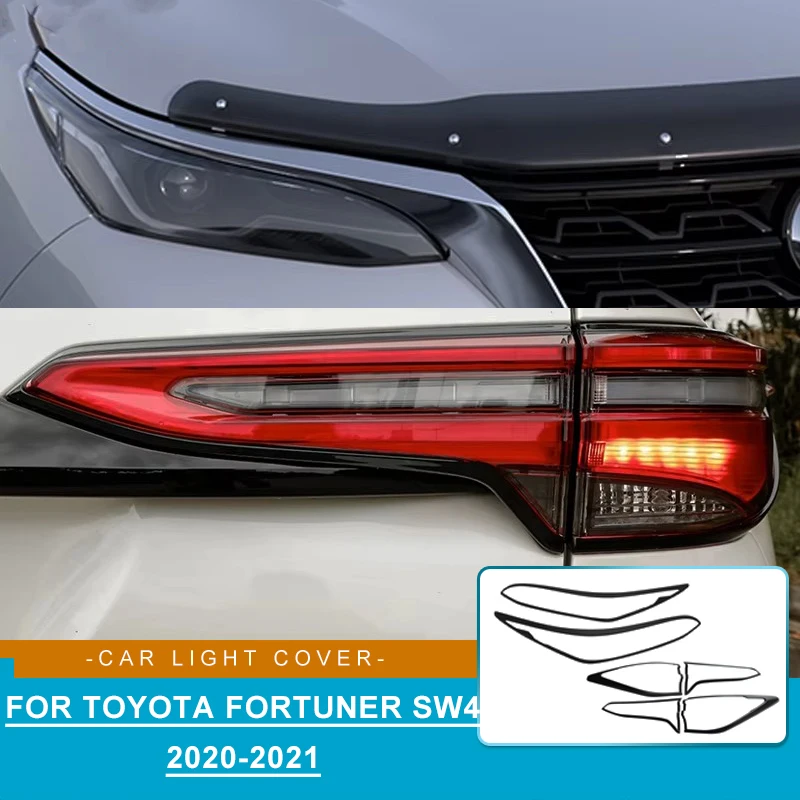 

For Toyota Fortuner Sw4 2020 2021 ABS Chrome Car Trim Full Set Head Light Cover Trim Taillight Lamp Cover Accessories YCSUNZ