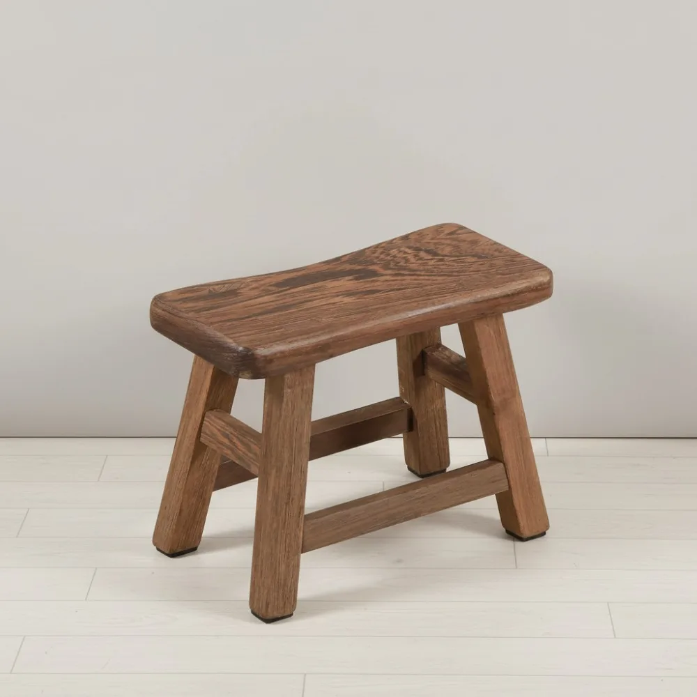 

Rustic Wooden Step Stool 10.6 Inch - Sturdy Footstool for Kids Adults, Kitchen Bathroom Bed Step