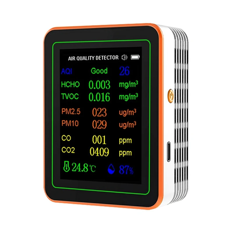 10 In 1 Air Quality Monitor AQI HCHO TVOC PM2.5 PM10 CO CO2 Temperature&Humidity Tester Carbon Dioxide Detector