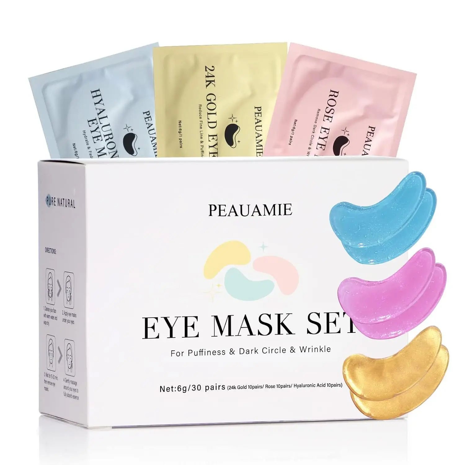 

Under Eye Patches Gold Hyaluronic Acid Rose 30 Pairs Anti Dark Circles Puffiness Wrinkles