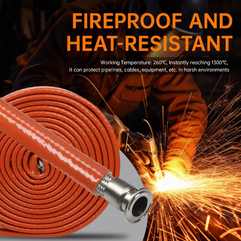 Diameter 4mm - 40mm Fireproof Silicone Fiberglass Braided Cable Sleeve High Temperature Resistant Wire Protector Casing Tube