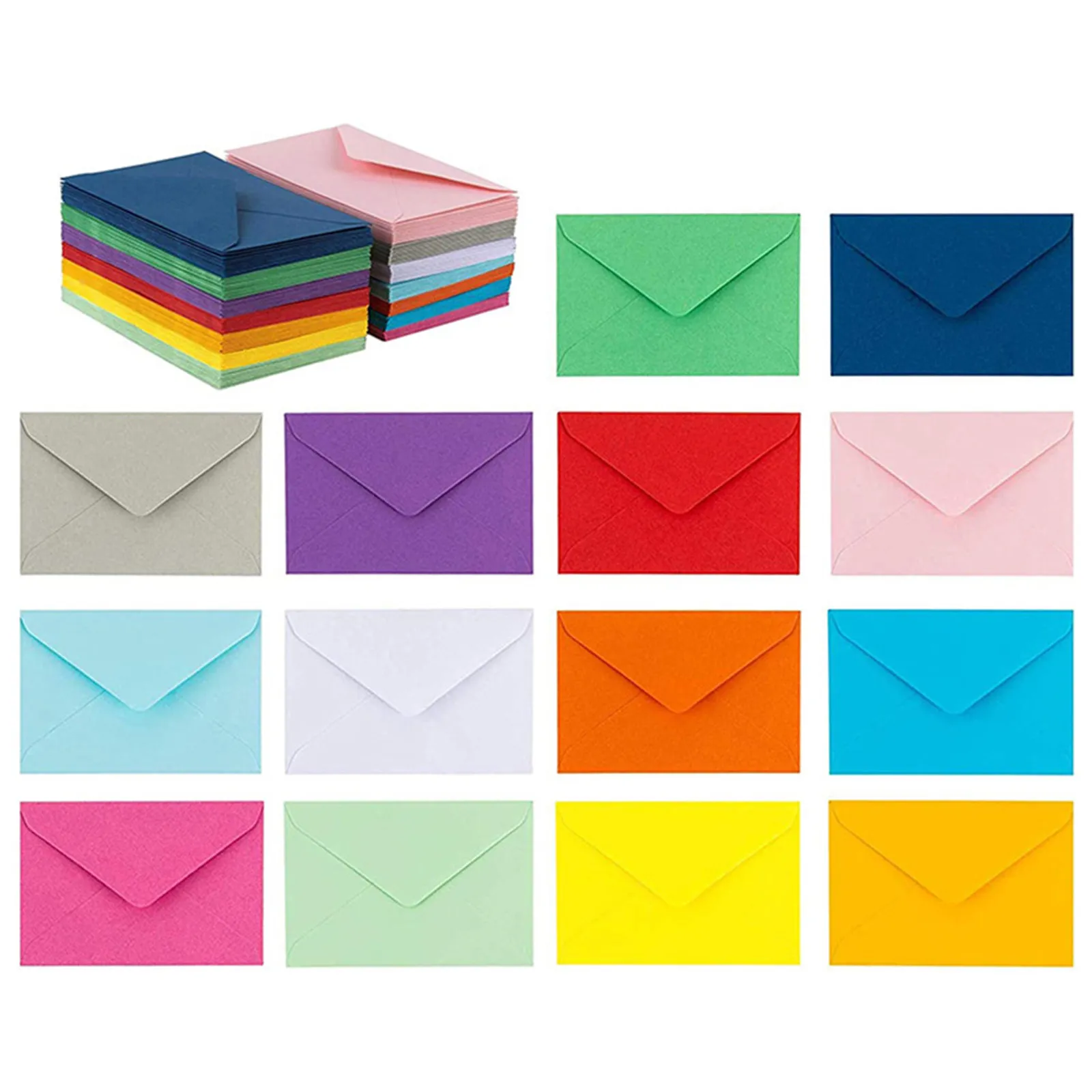 50Pcs Budget Friendly Solid Color Envelopes for Writing Paper Calligraphy Notes Invitation Cards Cash Storage Tiny Gifts Letter