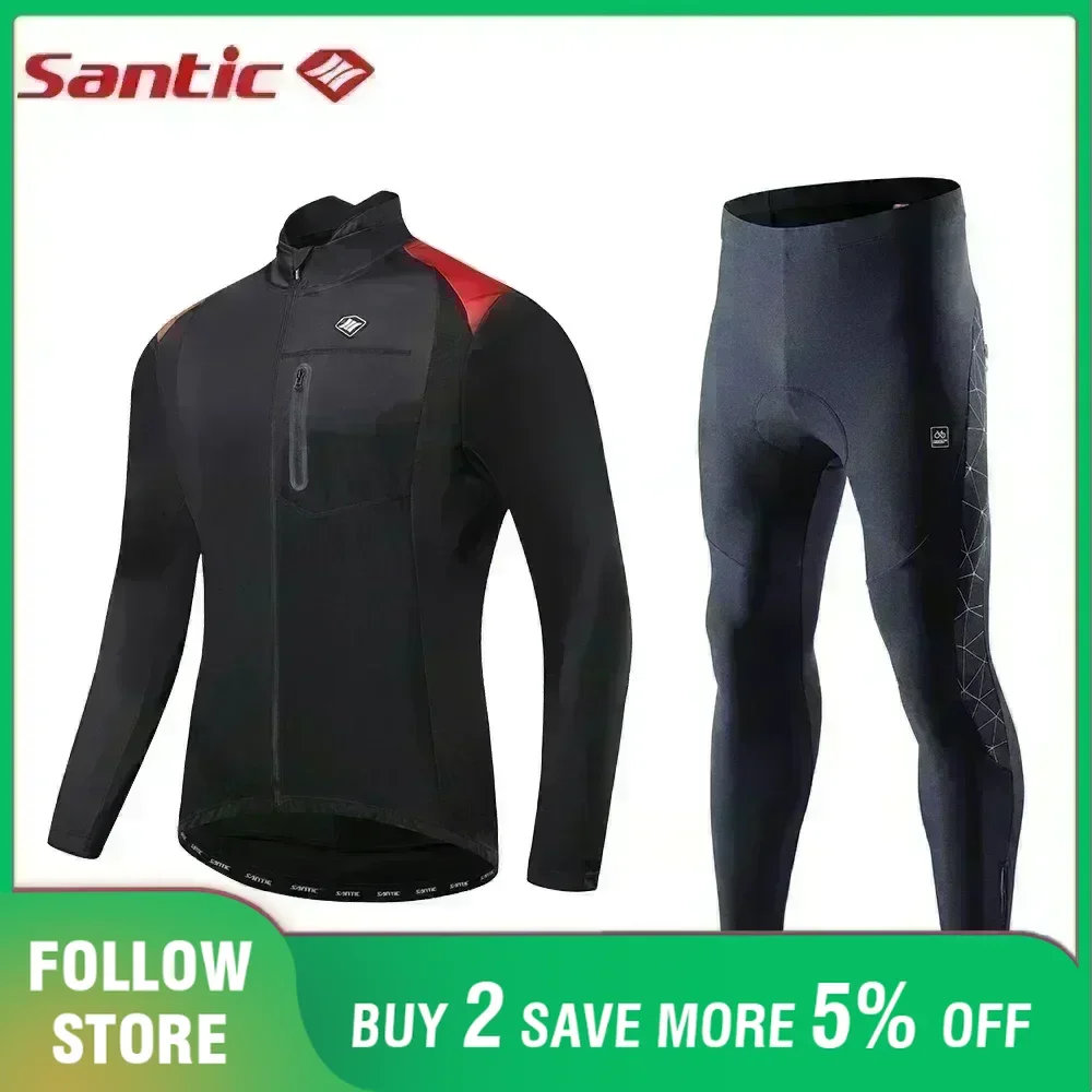 

Santic Winter Thermal Fleece Cycling Sets for Men MTB Bike Suits Bicycle Jackets and Riding Pants Sports Clothing Set Asian Size