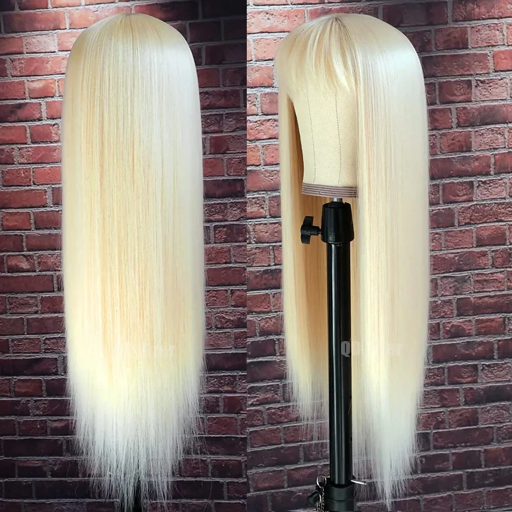 613 mel loira perucas de cabelo humano com franja completa máquina feita extensão do cabelo humano brasileiro pronto para usar renda frontal para mulher