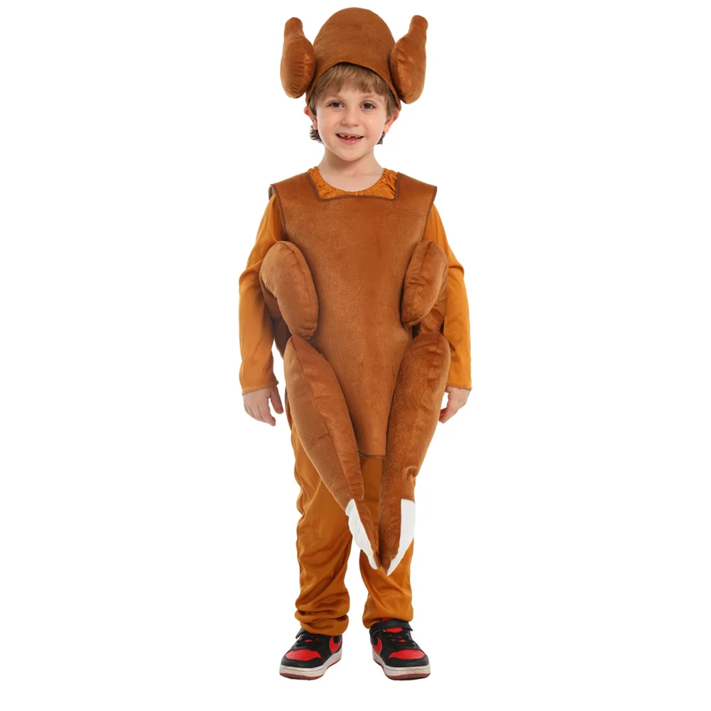 Thanksgiving Cosplay Kids Children Cartoon Turkey Costume Outfits Halloween Carnival Animal Performance Jumpsuit Hat Party Suit