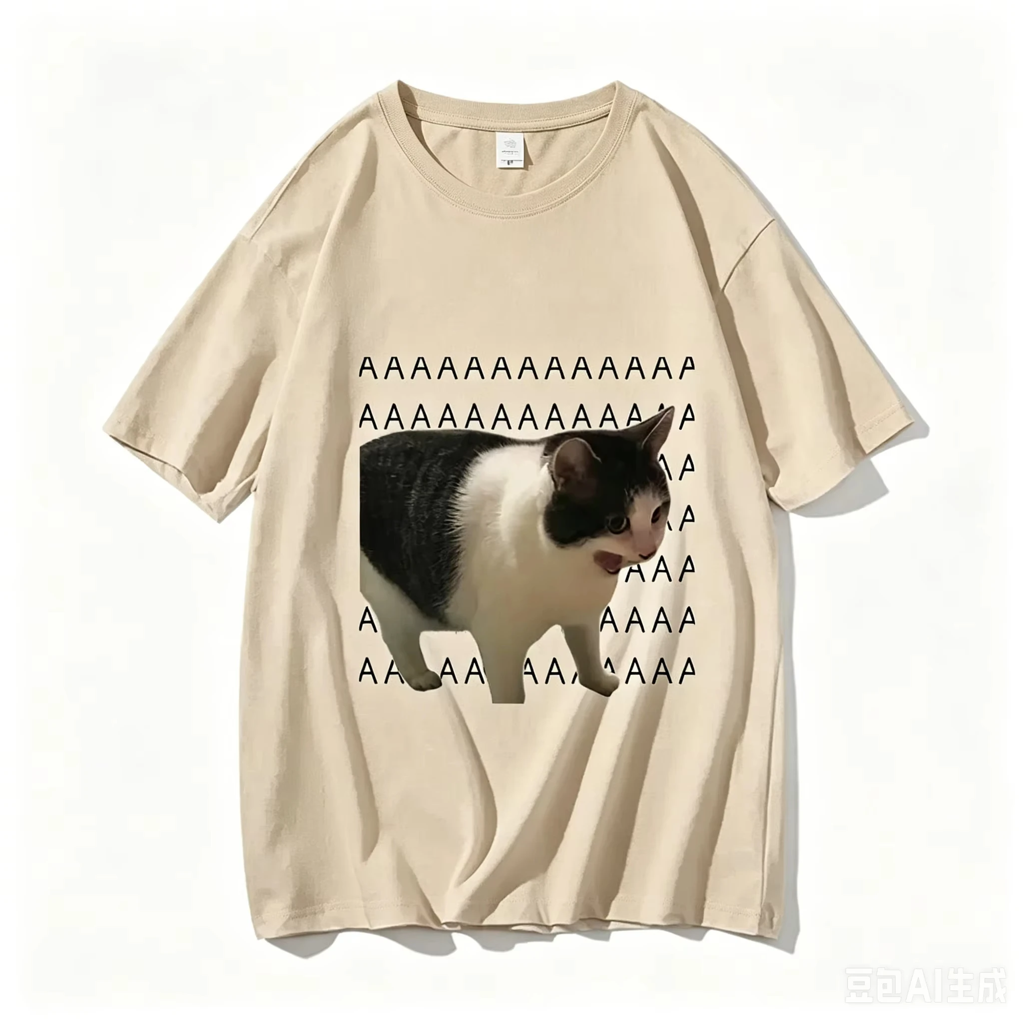 New Funny Meme Sad Crying Cat Printed Adult and Kids Casual Cotton T-Shirt Summer Harajuku Short Sleeve Tees Clothes