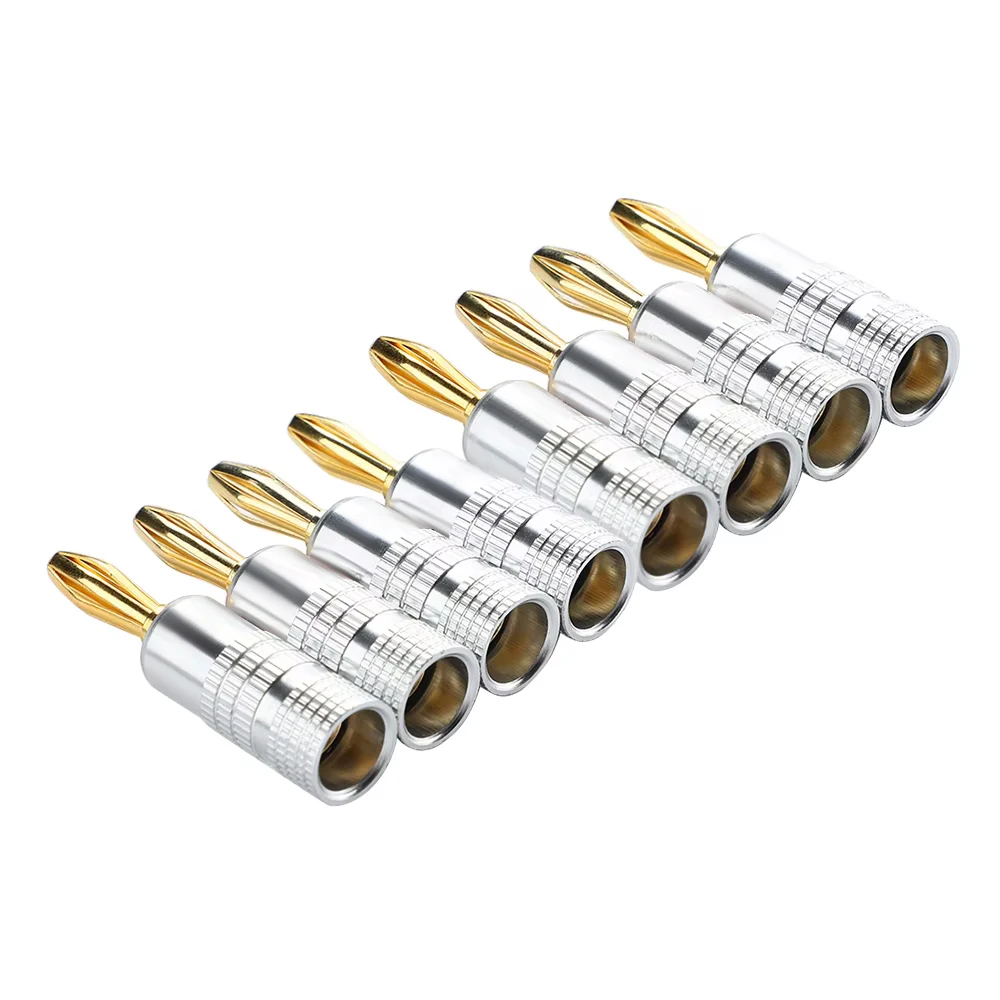 4 MM Bananenstecker Reines Kupfer Vergoldet Schraube Jack Anschlüsse Audio Laterne Bananenkopf Für Power Verstärker Sound Lautsprecher 8 Stücke