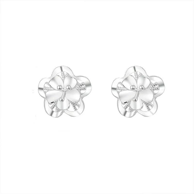 

S999 Silver Ear Snail Stud Hollow Flower Ear Stud Female Small Fresh Forest Series Screw Nourishing Ear Hole Ear Stud