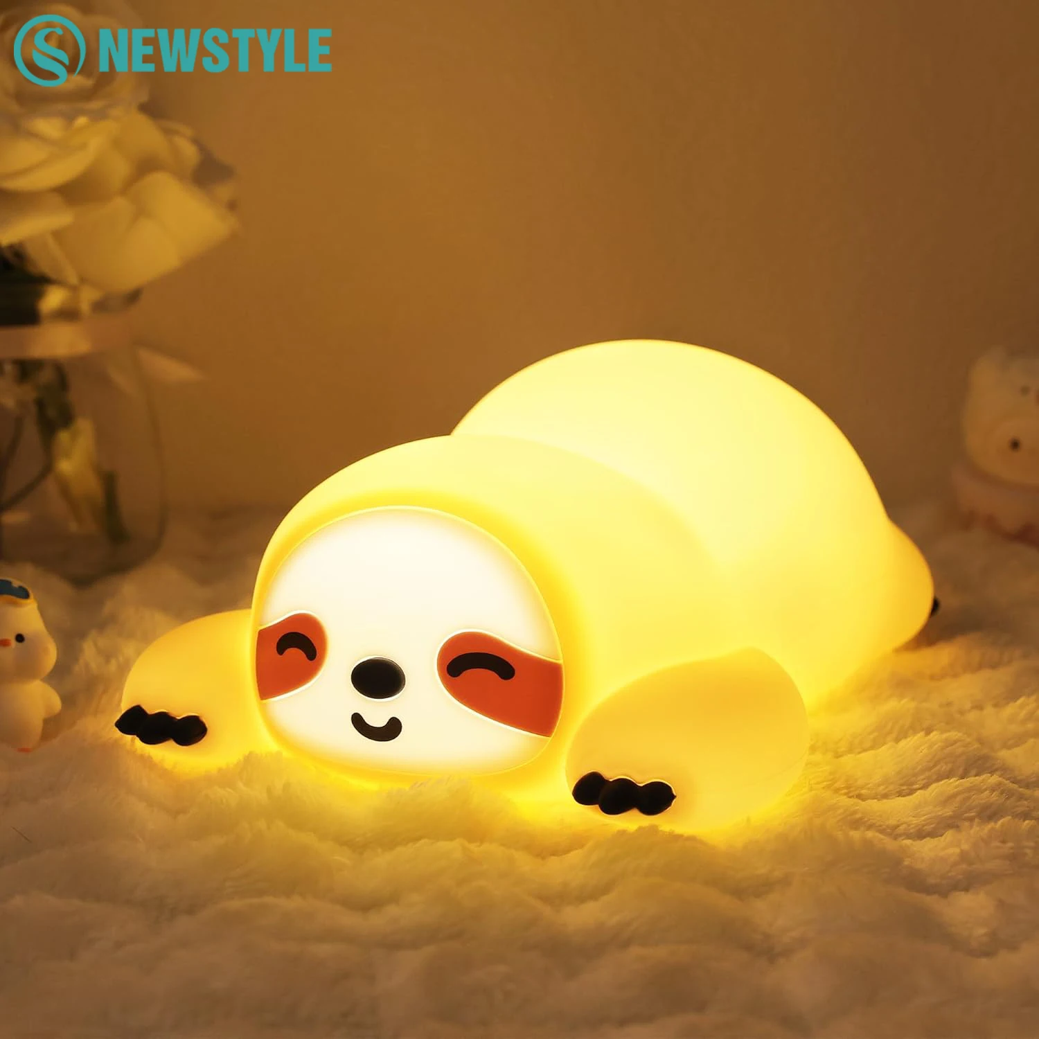 luminaria-noturna-de-silicone-em-forma-de-preguica-fofa-recarregavel-com-3-niveis-de-intensidade-e-timer-de-30-minutos-para-quarto-infantil