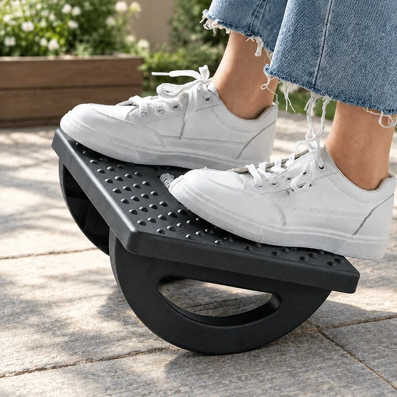 Portable Foot Stool for Home and Office with Ergonomic Design and Built-In Massage Rollers