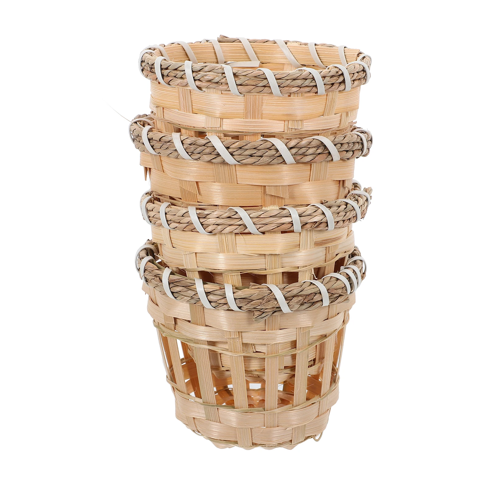 

4Pcs Woven Bamboo Mini Lampshade Rustic Miniature Lamp Shade DIY Table Lamp Cover String Light Woven Cover Home Decor