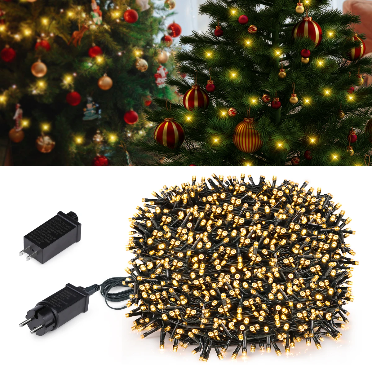 Guirlande lumineuse LED de noël 24V, blanc chaud, multi-guirlandes lumineuses pour décoration d'arbre, guirlande lumineuse étanche pour décoration de salle extérieure