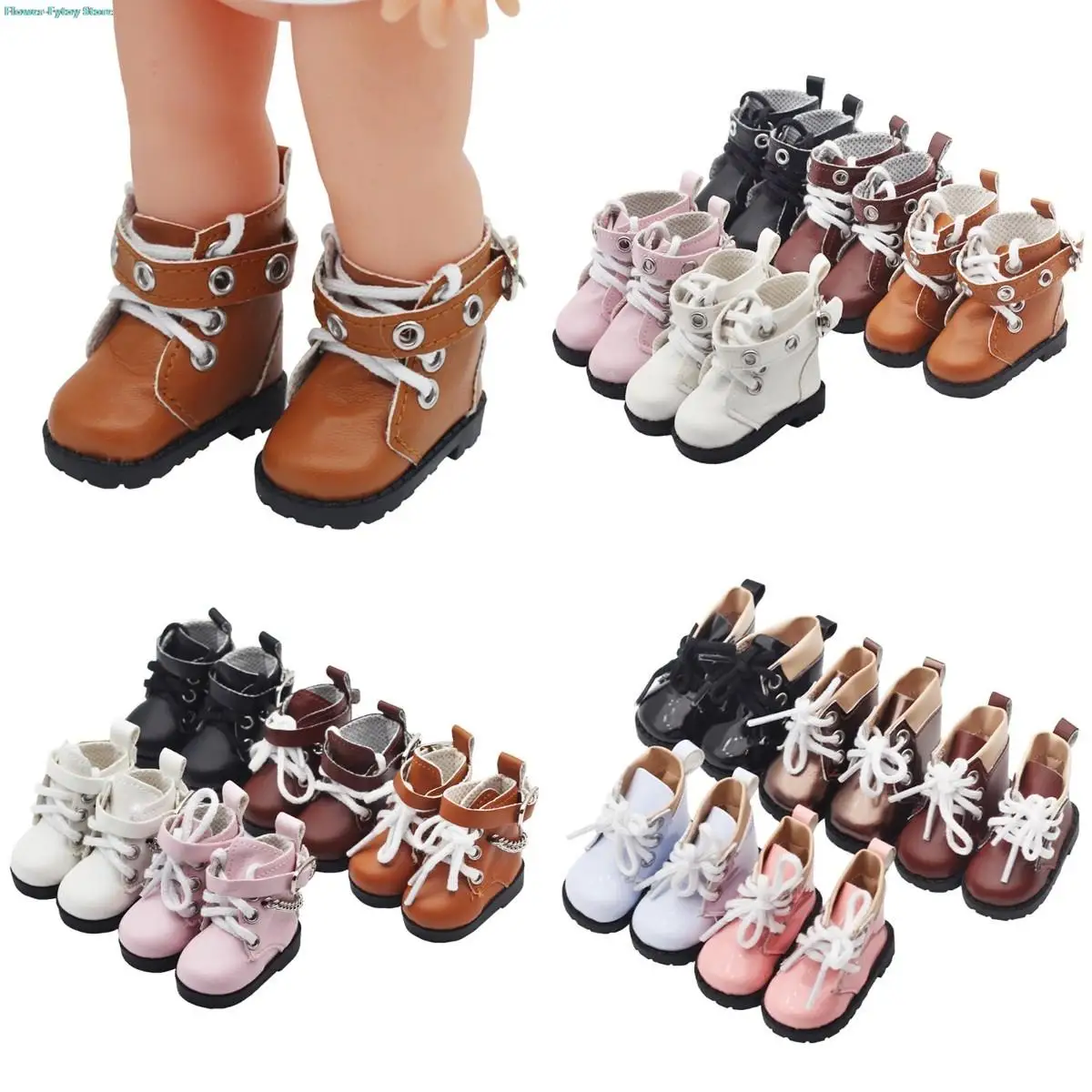 1 Pair Mini Doll Shoes Boots High-top PU Shoes For American Paola Reina Doll&1/6 BJD Blythe EXO Doll Boots Girl`s Gift