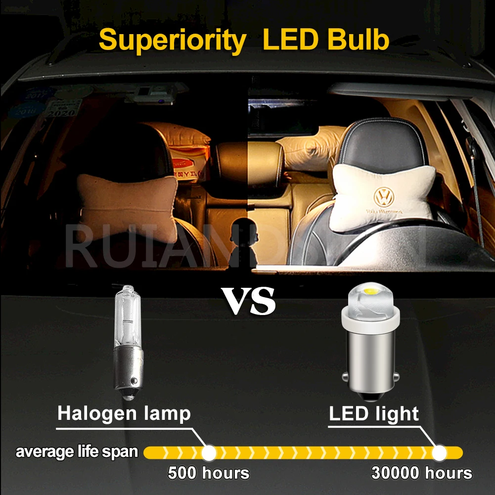 2 PCS 0.5W AC 6V 12V BAX9S H6W BA9S T4W BAY9S H21W Led Car Clearance Light Interior ParkTail Lamp Rear Fog Bulb Auto 3000K 6000K