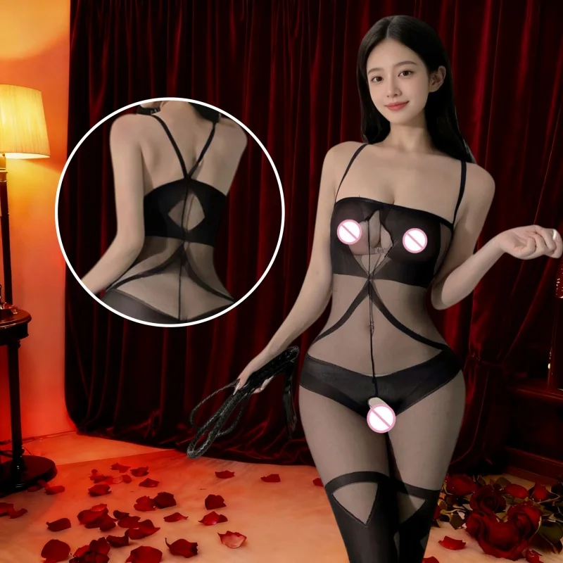 Lingerie da donna Sheer Easy Access Body sexy trasparente Donna Crotchless Lingerie trasparente Indumenti da notte erotici completi